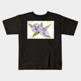 Two Alstroemeria flowers on a light background with leaves Kids T-Shirt